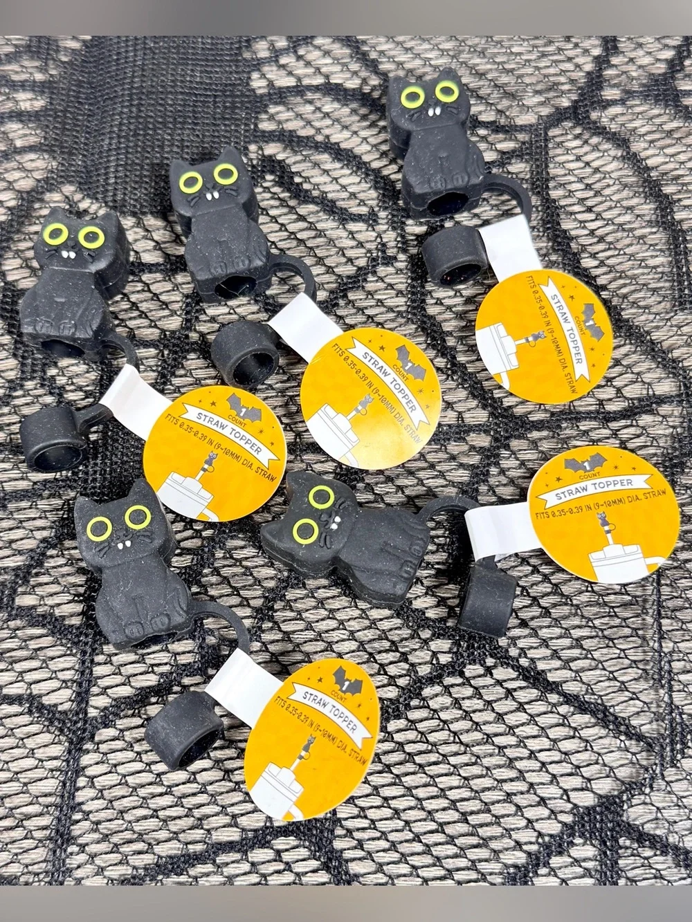 NEW Target Bullseye Playground Halloween Black Cat Straw Covers